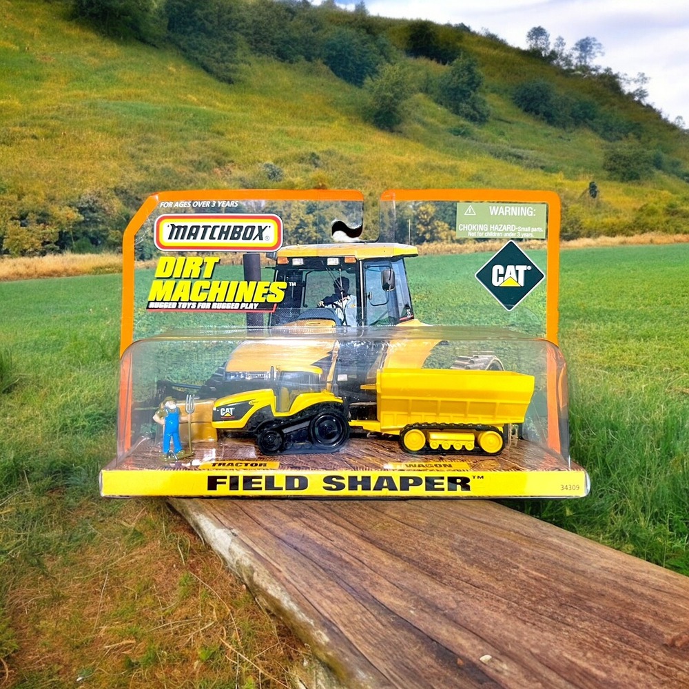 NEW Matchbox Dirt Machines #34309 CAT Field Shaper Tractor & Wagon
